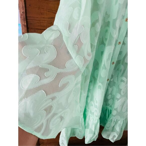 Lilly Pulitzer Linley Coverup Pistachio Green Poly Crepe Swirl Clip size… - Picture 4 of 5
